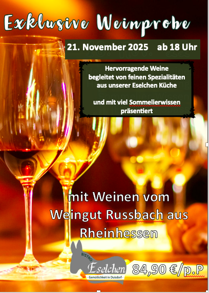 Weinprobe Russbach im  Bistro Eselchen 21.11.25